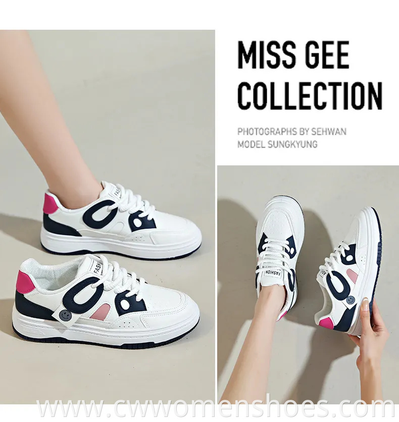 Latest Fashion Flat - Soled Sports Shoes Wholesale Factory. Women's White Casual Shoes. Customizable.